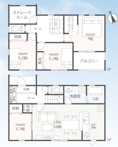 【仲介手数料無料／蟹江町】蟹江町須成　リーブルガーデン　新築戸建　の間取り