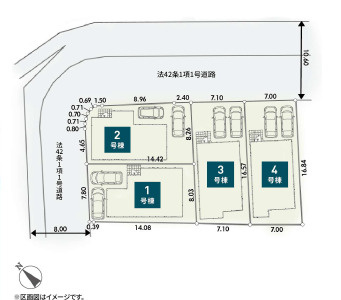 秦野市堀山下第2　新築戸建　全4棟1号棟の区画図