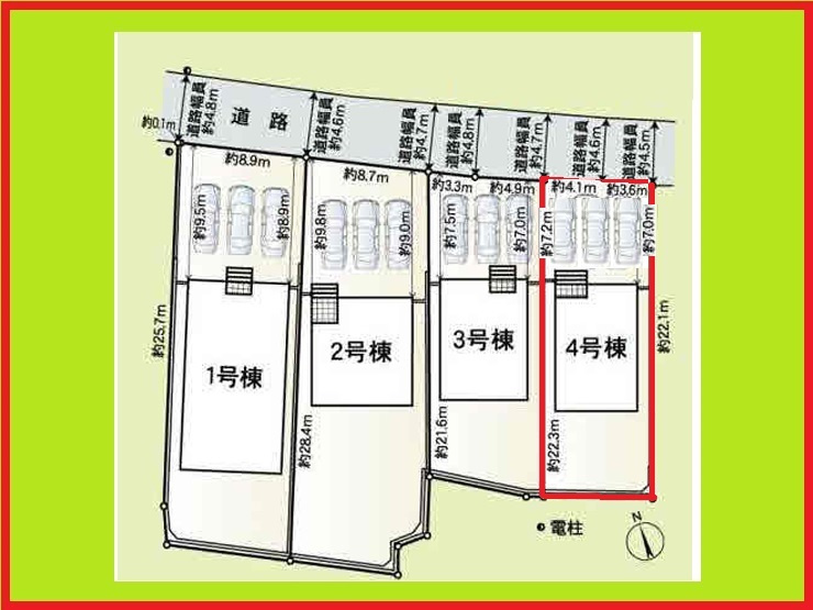 愛西市落合町中河原の新築一戸建の区画図|◇４号棟◇