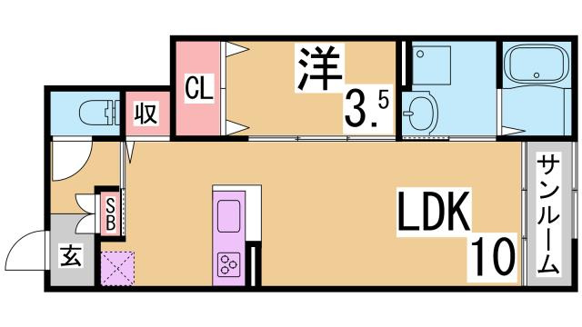 神戸市須磨区妙法寺字堂ノ下のアパートの間取り