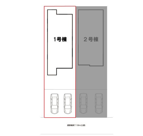 【仲介手数料無料／名古屋市港区】名古屋市第2港区多加良浦町　ファーストタウン　新築戸建　1号棟の区画図