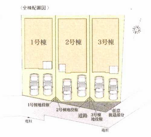 茅ヶ崎市東海岸北6期　新築戸建全3棟の区画図