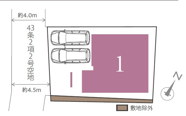♪♪西原町小那覇-全1邸の区画図|並列2台