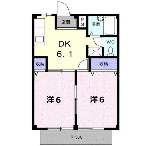【間取り】 | ラフォーレ新正Ｂ