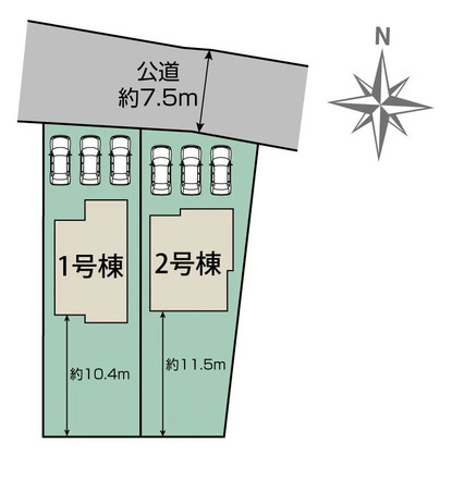 【仲介手数料無料／愛西市】愛西市東保町中　ブルーミングガーデン　新築戸建　2号棟の区画図