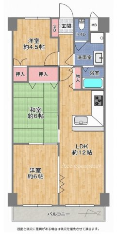 【間取り】 | エスペラント久宝寺 | 【3LDK＋東向きバルコニー】室内全面リフォーム済み☆設備機器新調☆（システムキッチン・ユニットバス・洗面台）フローリング、クロス張替え等☆バス追炊機能・モニターホン完備☆