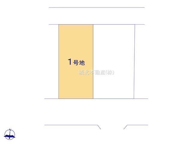 練馬区大泉学園町5丁目 全2区画 1号地の区画図|南側約5..4ｍ公道、北側約4.0ｍ道路両面道路に面した全2区画 
