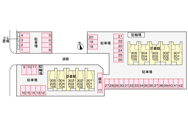 フラワーハイツ壱番館の区画図