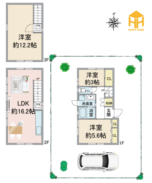 宝塚市野上5丁目中古一戸建て｜3LDK＋駐車1台可の間取り|※図面と現況が異なる場合は、現況を優先します。