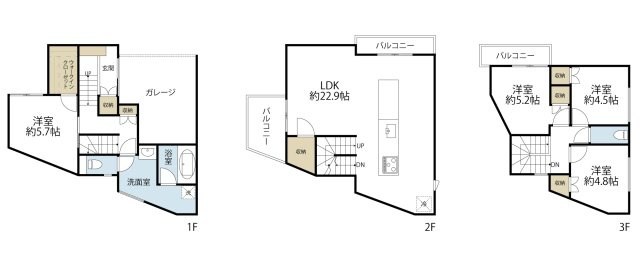 【参考プラン】 | 世田谷区下馬5丁目 | 3階建4LDK＋P、延床面積約126.45㎡、参考価格3200万円