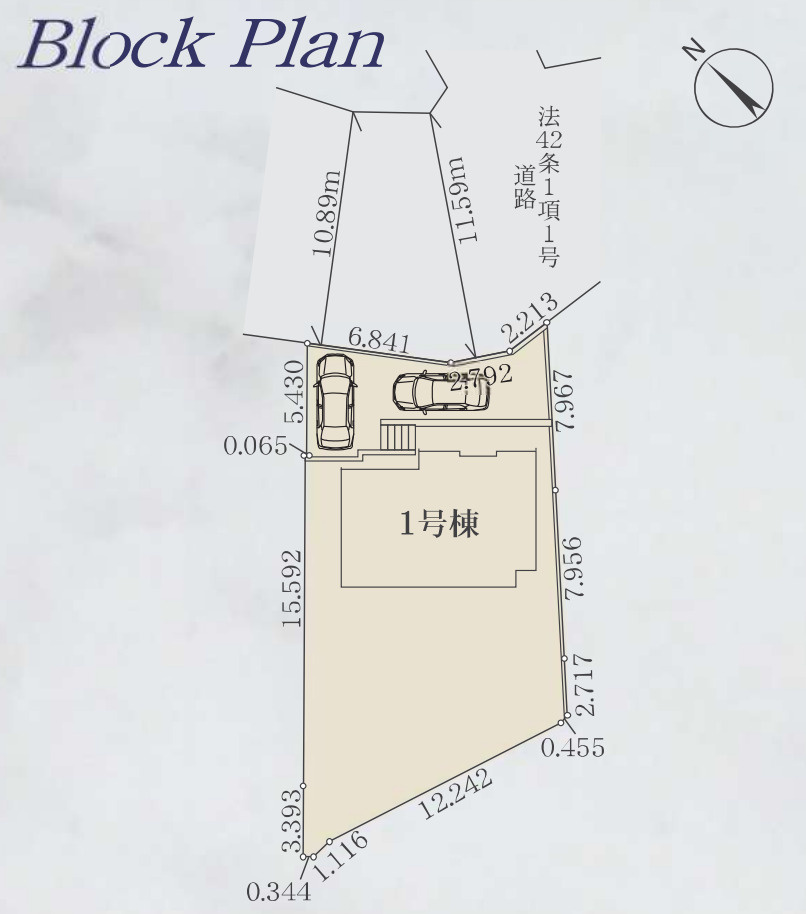 横浜市港南区日野南4丁目 新築戸建て【仲介手数料無料】カースペース2台の区画図