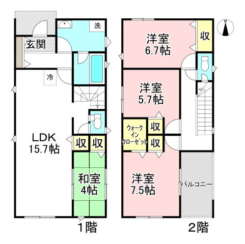 各務原市那加宮浦町　１号棟の間取り|充実の４LDK！