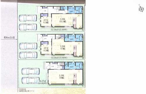 藤沢市大庭　新築戸建全3棟　A号棟の区画図