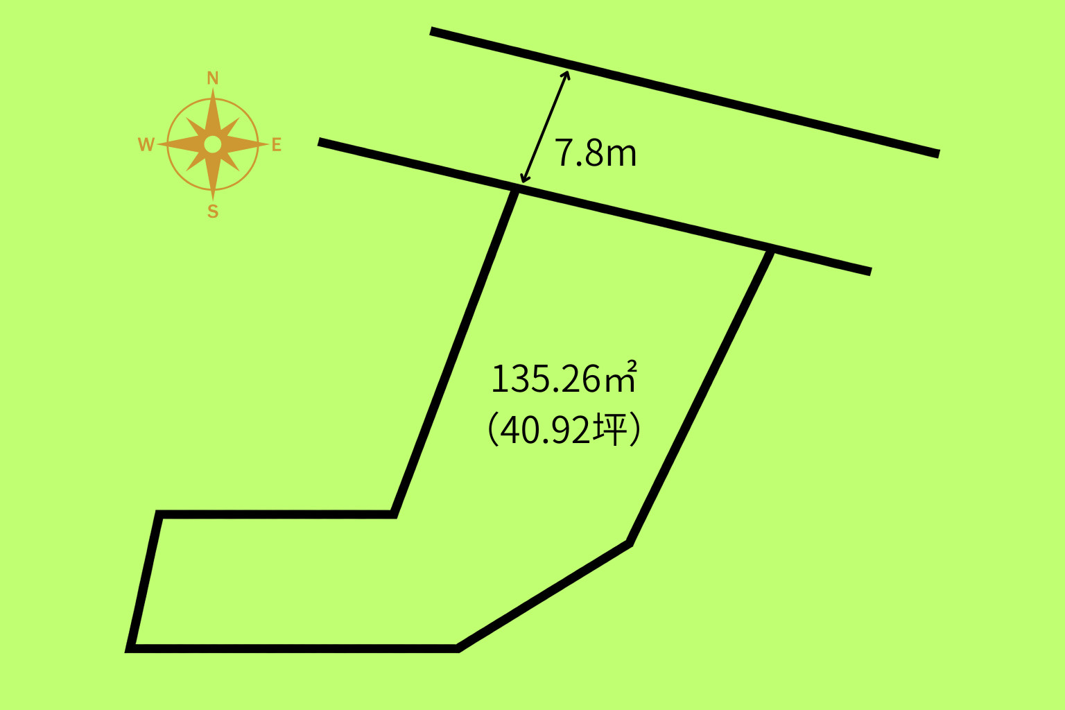 那覇市首里大名町３丁目　売土地の土地図|接道状況：北東約7.8ｍ