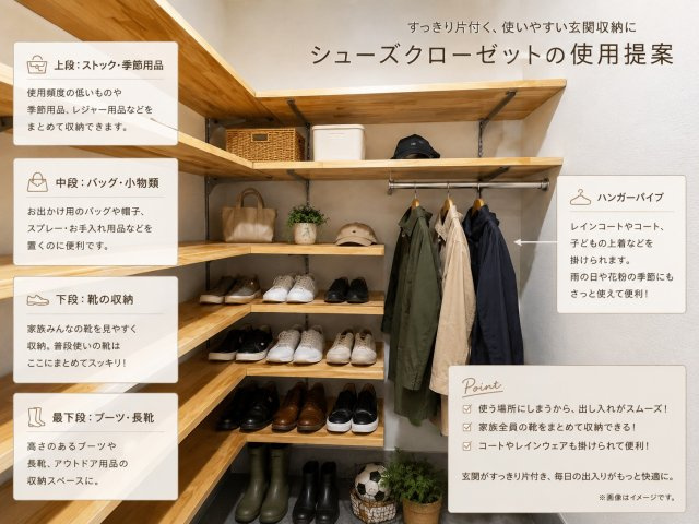 高岡町 平屋のその他|（参考）シューズクローゼットのＡＩイメージ画像です。
