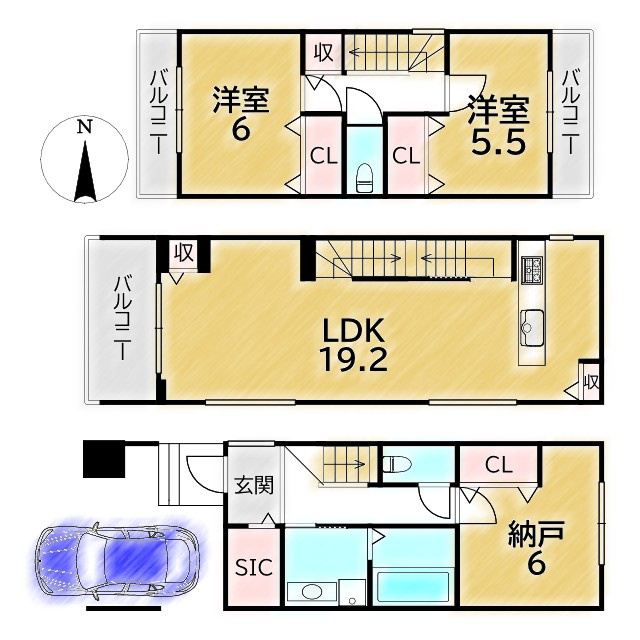 上京区寺今町 新築戸建(C号地)の間取り