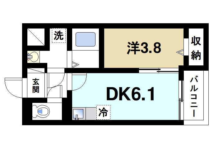 カーサ南紀寺町の間取り|キレイな1DKの間取りなります