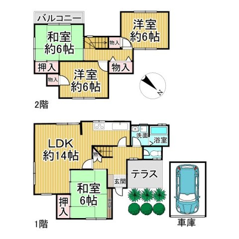 泉南郡熊取町大久保南5丁目貸家の間取り