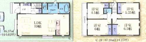 藤沢市大庭　新築戸建全3棟　C号棟の間取り