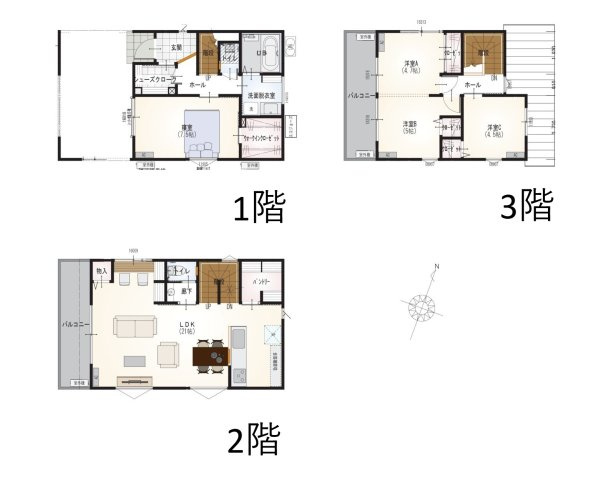 【間取り】 | 藤枝市前島1丁目1期　新築戸建　全1棟 | 使い勝手の良い4LDK♪生活に合わせて使うお部屋を選べます♪
