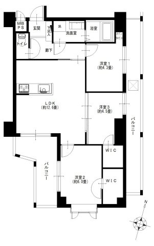 ライオンズマンション平和台第３の間取り|ライオンズマンション平和台第３：南西向き角部屋！全居室収納・窓が付いた３ＬＤＫリノベーション物件はフラット３５＆住宅ローン減税利用可能です！