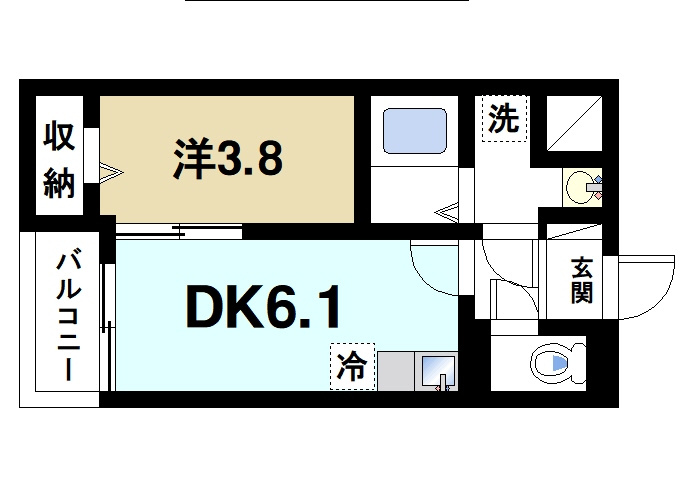 (仮称)casa南紀寺町の間取り|キレイな1DKになります