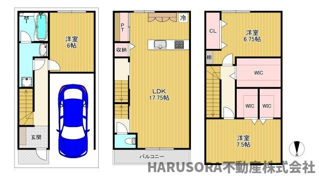 東大阪市今米１丁目　３階建の間取り