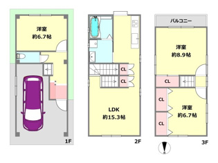 ３ＬＤＫ車庫付き物件　木造・鉄骨造