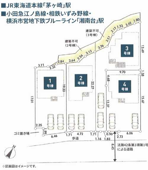 茅ヶ崎市芹沢第1　新築戸建全4棟　3号棟の区画図