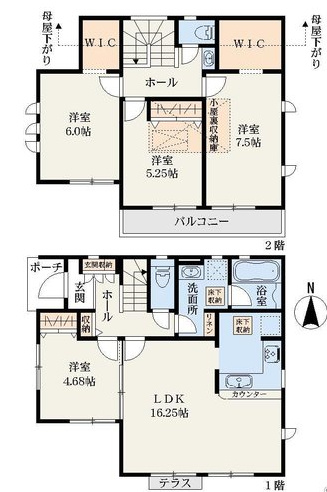 【GARBOCITY】小平回田町全10区画　残７棟の間取り|〇 本物件【５号棟】の間取・平面図です〇　敷地面積:105.10㎡　建物面積:100.19㎡　