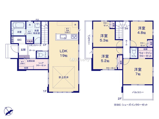 牛久市田宮6期　新築戸建の間取り