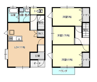 【間取り】 | サンライト大谷（メゾネット連棟・5棟） | A棟１号・B棟１号・C棟１号