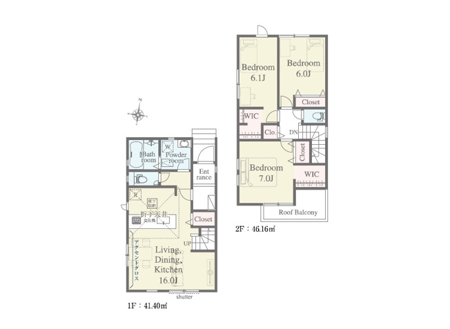 【間取り】 | 志木市本町2丁目　新築一戸建住宅　全5棟　(志木本店) | 全居室6帖以上のゆとりある3LDL。オープン型のWICが2ヶ所など豊富な収納。
家族が自然と顔を合わせるリビングイン階段。