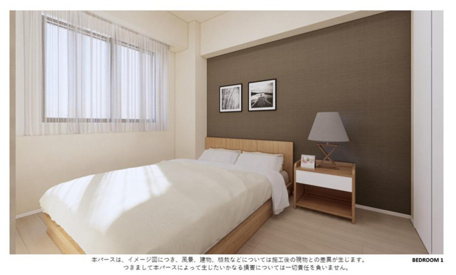 【完成予想図】 | ロイヤル東住吉 | 【CGパース】「洋室1：約4.6帖」