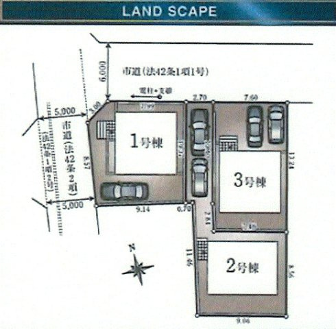 武蔵村山市残堀4丁目　新築戸建全3棟の区画図