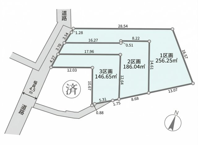 横浜市港北区売地　2区画の土地図