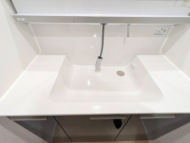 オーキッドレジデンス蔵前Ⅱの設備|トイレと独立した洗面脱衣室のハンドシャワー付洗面台