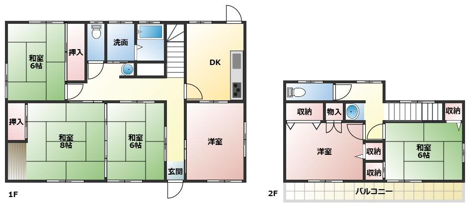 幸手市千塚　中古一戸建ての間取り|各階に洗面台を完備！朝の身支度や帰宅後の手洗いがスムーズ♪