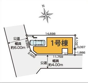 【区画図】 | 練馬区平和台2丁目　新築戸建て　限定1棟 | 限定1棟　角地