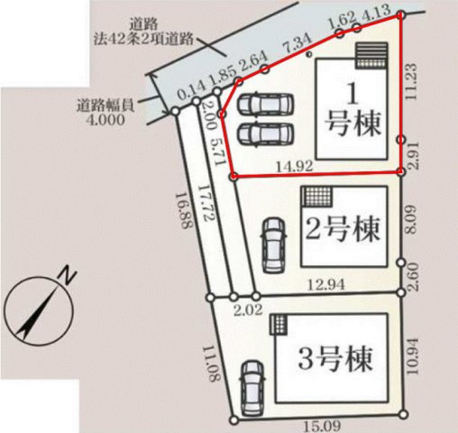 高崎市新町第１２（全3棟）1号棟の区画図