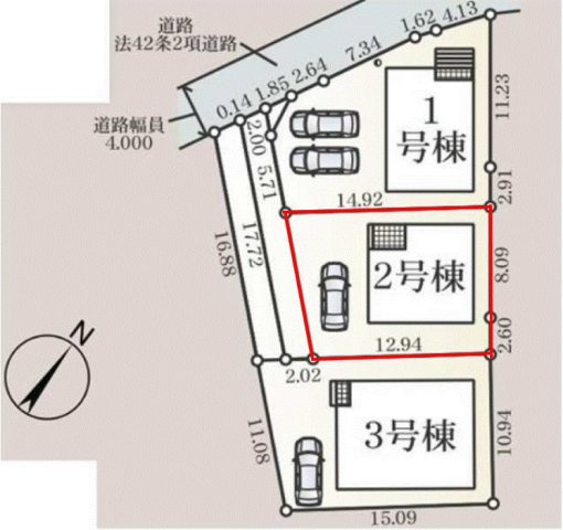 高崎市新町第１２（全3棟）2棟の区画図