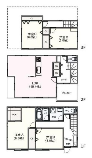 【間取り】 | 板橋区常盤台１丁目　中古戸建て | 4LDK・土地面積101.91ｍ2・建物面積119.25ｍ2