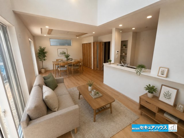 【完成】名古屋市南区砂口町　全7棟のその他|【LDK】※家具はイメージになります。
◆通学から帰宅し、リビングルームで会話を楽しむ子ども達。リビングから臨む景色は太陽色に染まり、解放感溢れゆったりとしたひと時を過ごすことが出来る素敵な空間です。