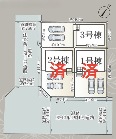 静岡市葵区岳美第3　全3棟の区画図