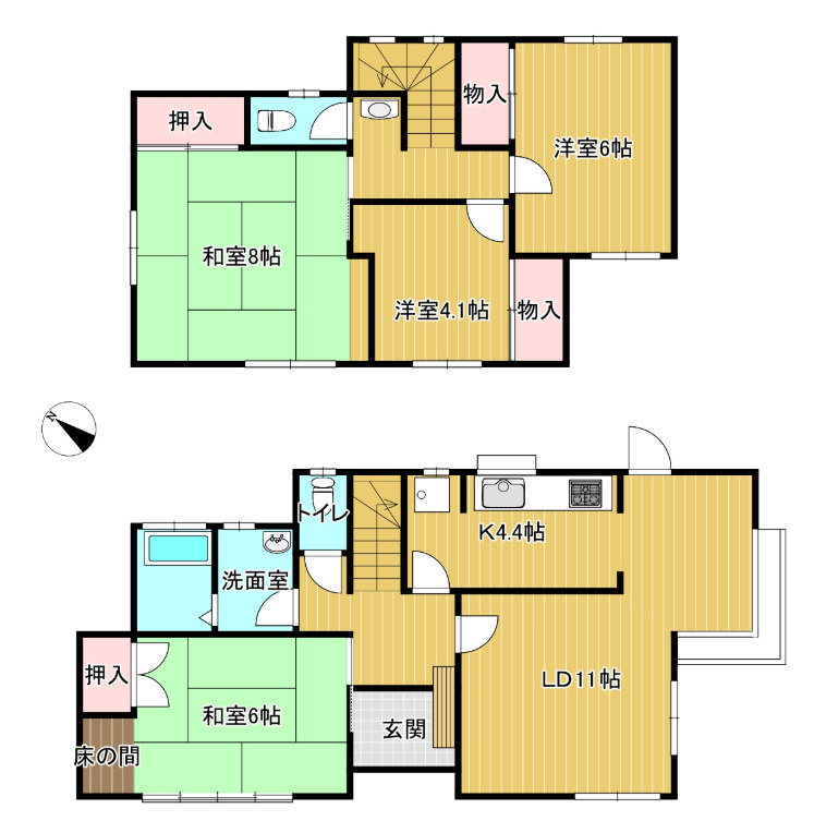 水戸市元吉田町　中古戸建の間取り