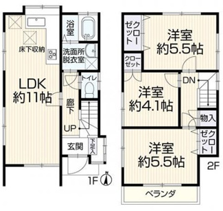 【間取り】 | 【仲介手数料無料！！】多摩市和田　リフォーム済み中古戸建て　2699万円 | 土地／64.27㎡（19.44坪）、建物／64.35㎡　3LDK車庫1台