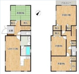 垂水区清玄町　中古戸建ての間取り