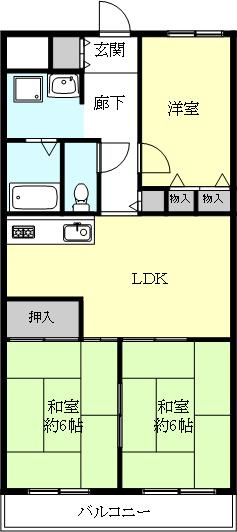 明石土山駅前スカイハイツB棟の間取り