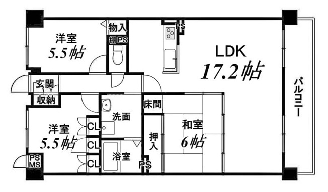 【間取り】 | 朝日プラザ宇治 | 専有面積80.08㎡