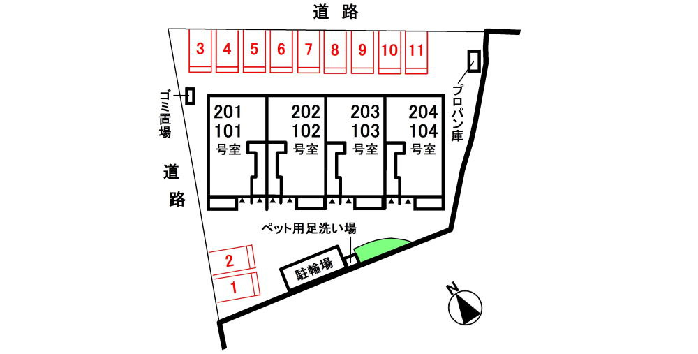 コンフォールＨの区画図|駐車場